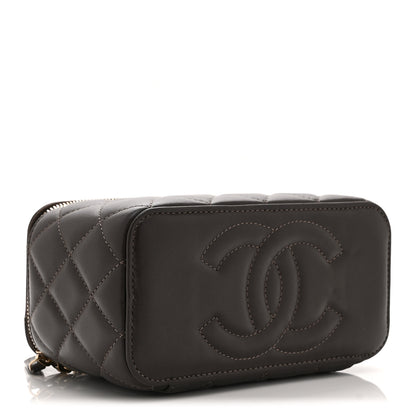 Chanel Lambskin Quilted Small Top Handle Vanity Case With Chain Dark Brown 4 of 11