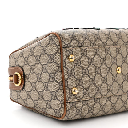 Gucci GG Supreme Monogram Floral Embroidered Small Boston Brown 9 of 15