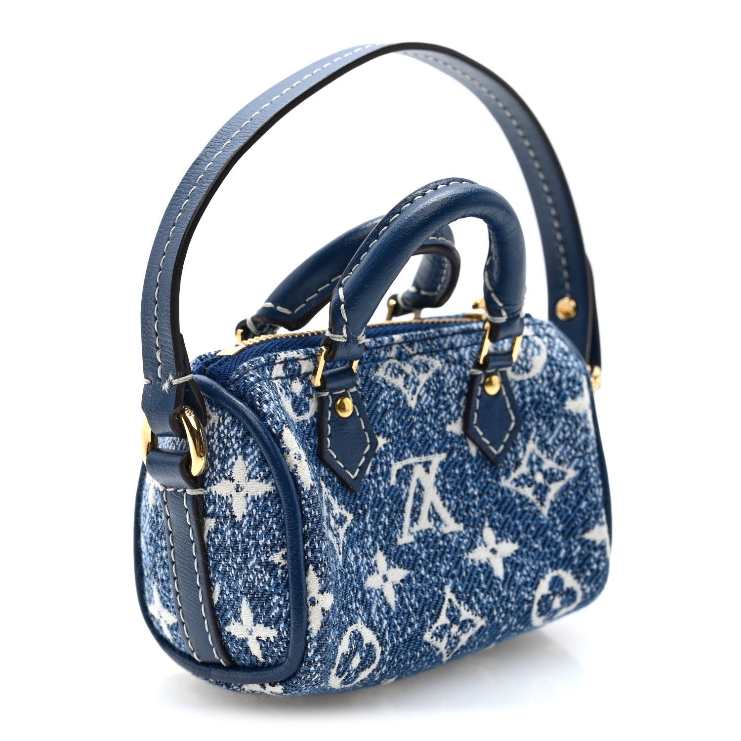 Louis Vuitton Denim Monogram Jacquard Micro Speedy Bag Charm Bleu 3 of 6