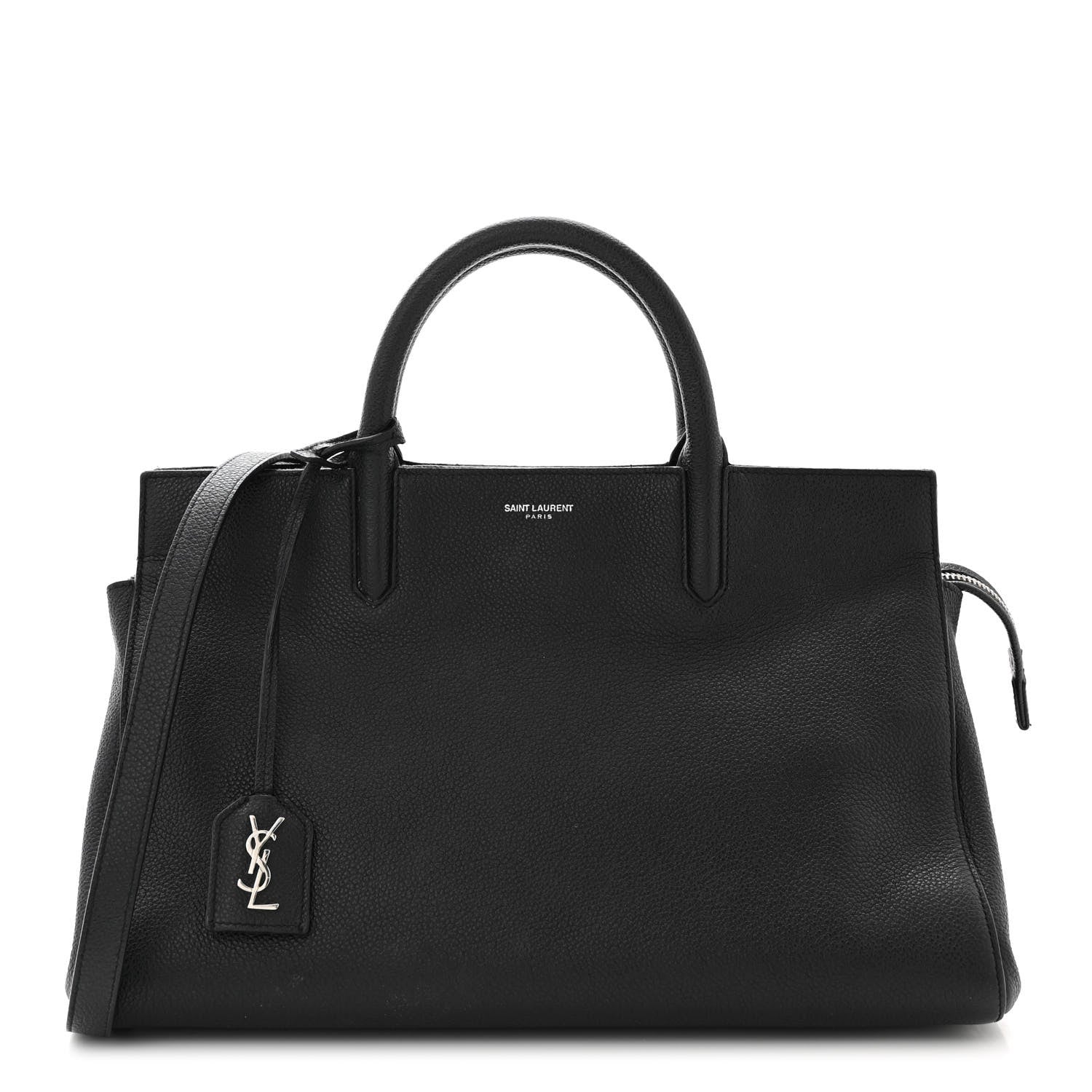Saint Laurent Grained Calfskin Small Cabas Rive Gauche Black 1 of 10