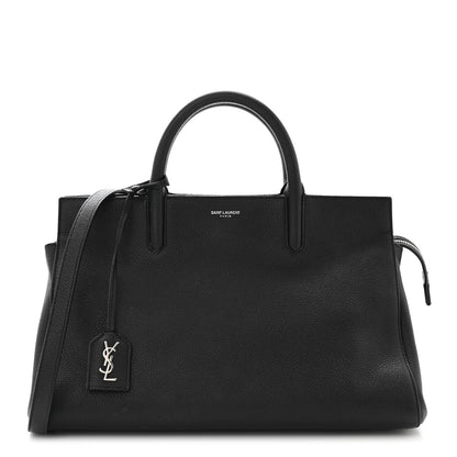 Saint Laurent Grained Calfskin Small Cabas Rive Gauche Black 1 of 10