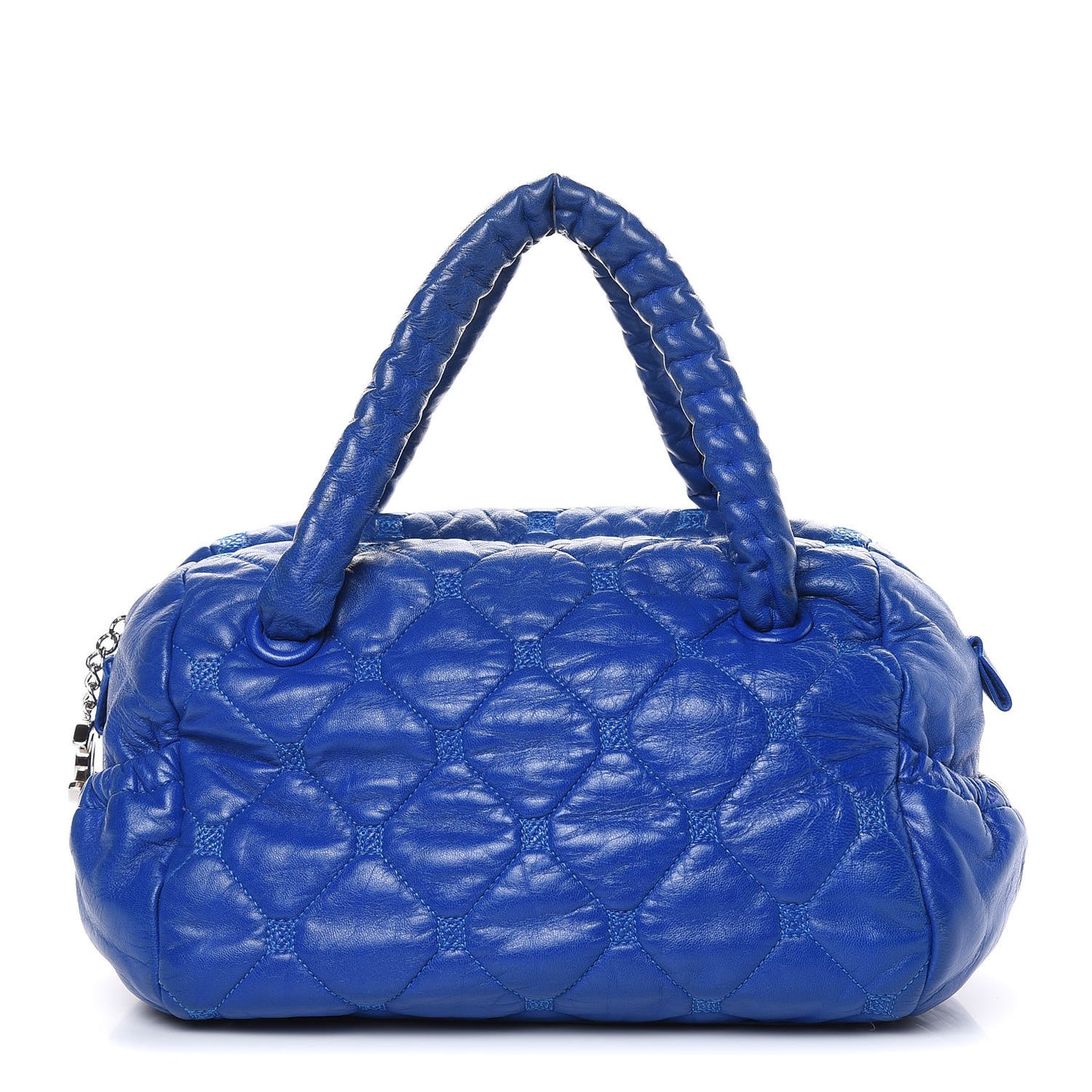 Lambskin Quilted Hidden Chain Bowler Blue