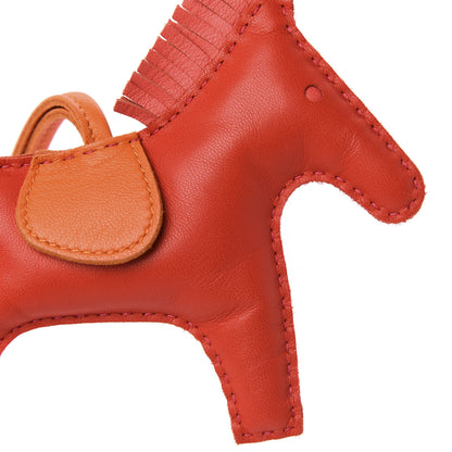 Hermes Milo Lambskin Grigri Rodeo Horse Bag Charm MM Rouge Rose Indien Jaipur Feu 5 of 5