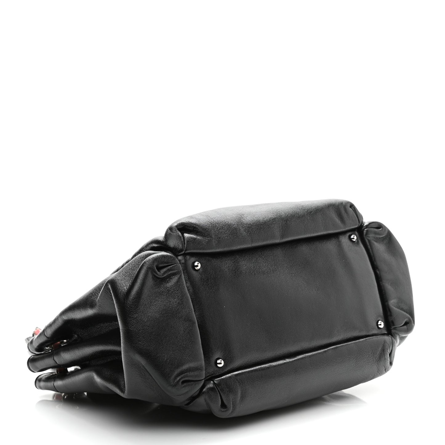 Lambskin Lax Accordion Hobo Black Pink