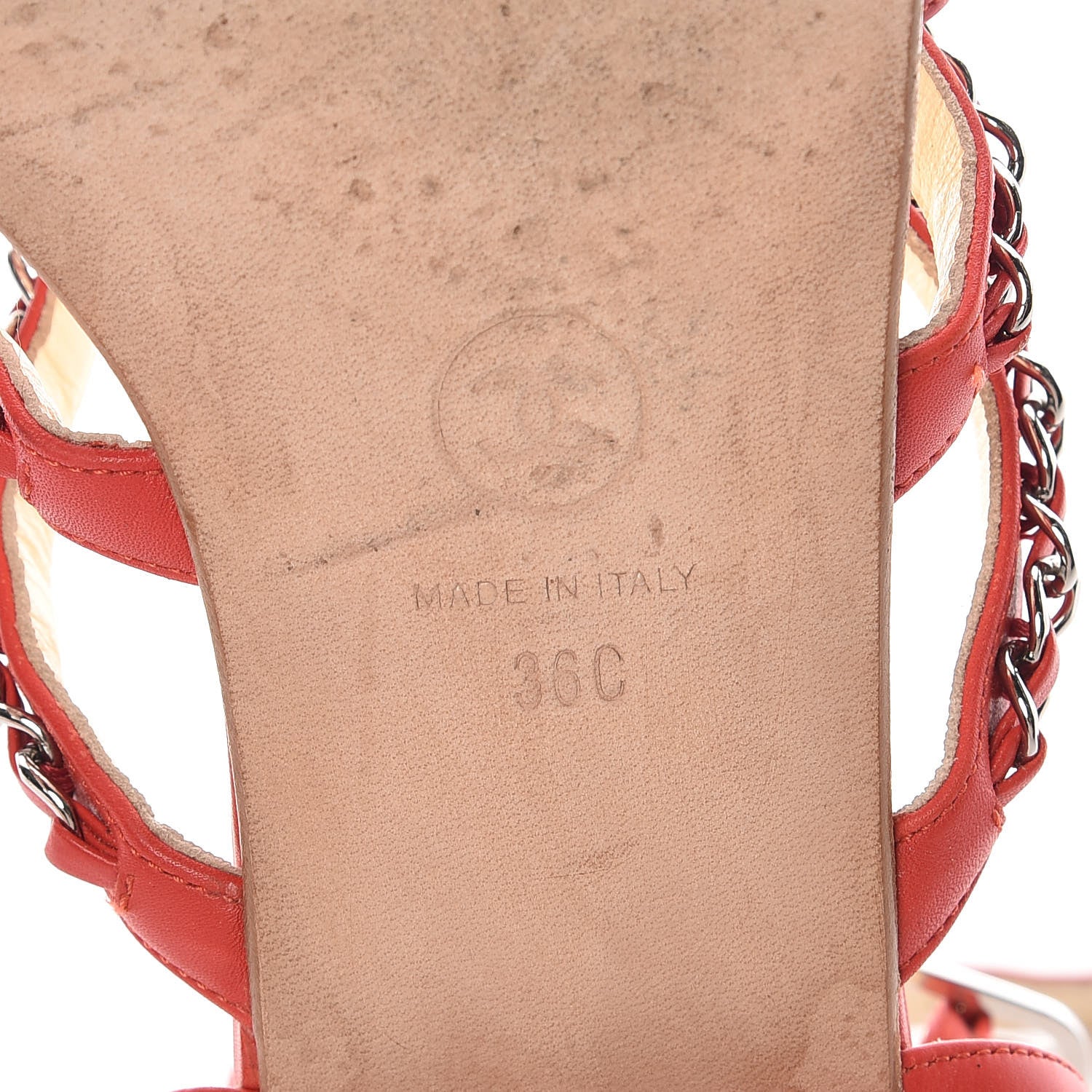Chanel Lambskin Chain Flat Sandals 36 Red 9 of 18