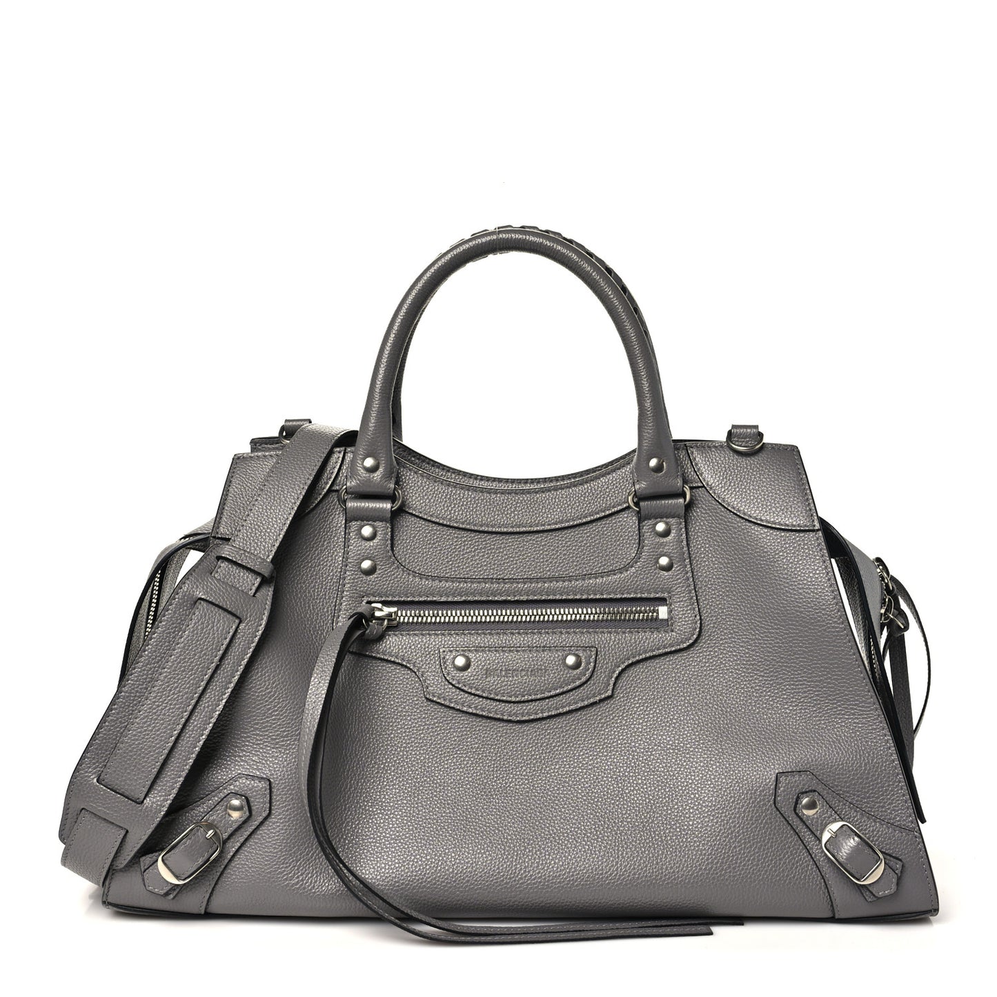 Grained Calfskin Neo Classic Silver Hardware Medium City Dark Grey