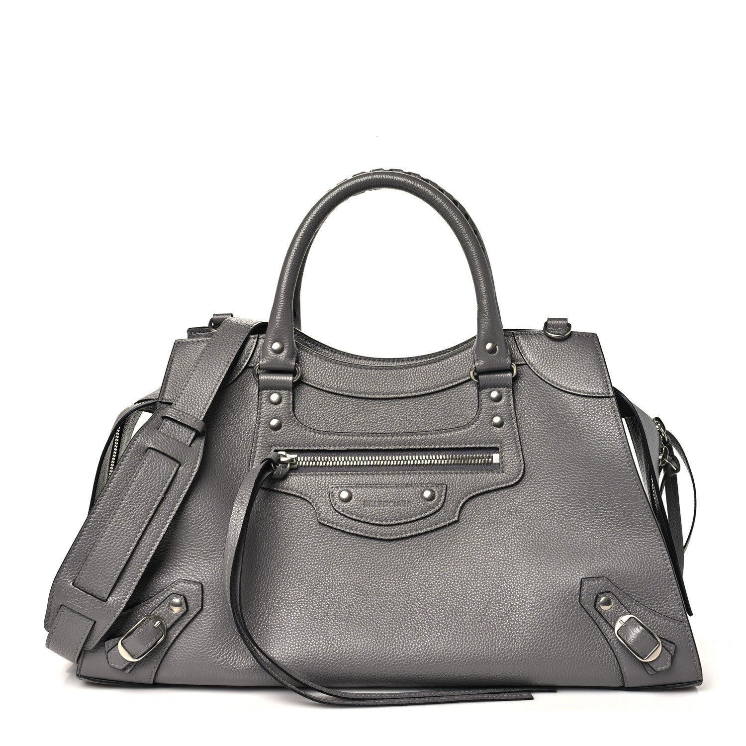 Balenciaga Grained Calfskin Neo Classic Silver Hardware Medium City Dark Grey 1 of 10