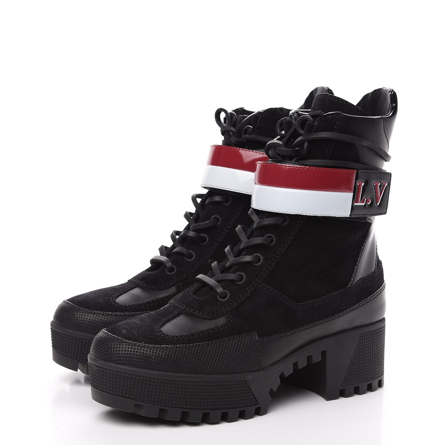 Louis Vuitton Suede Calfskin Laureate Platform Desert Boots 37 Black 3 of 6