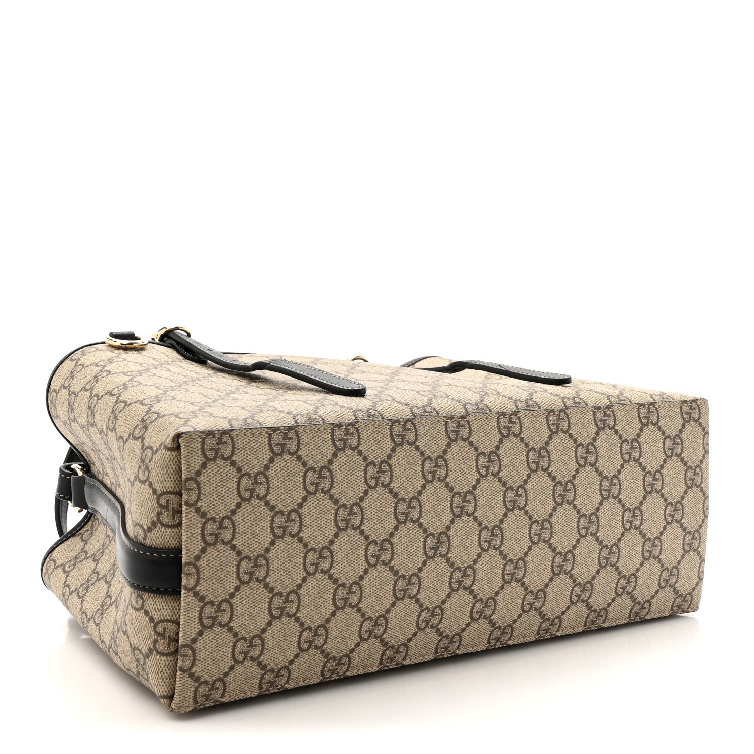 Gucci GG Supreme Monogram Emblem Small Tote Bag Beige Black 4 of 11
