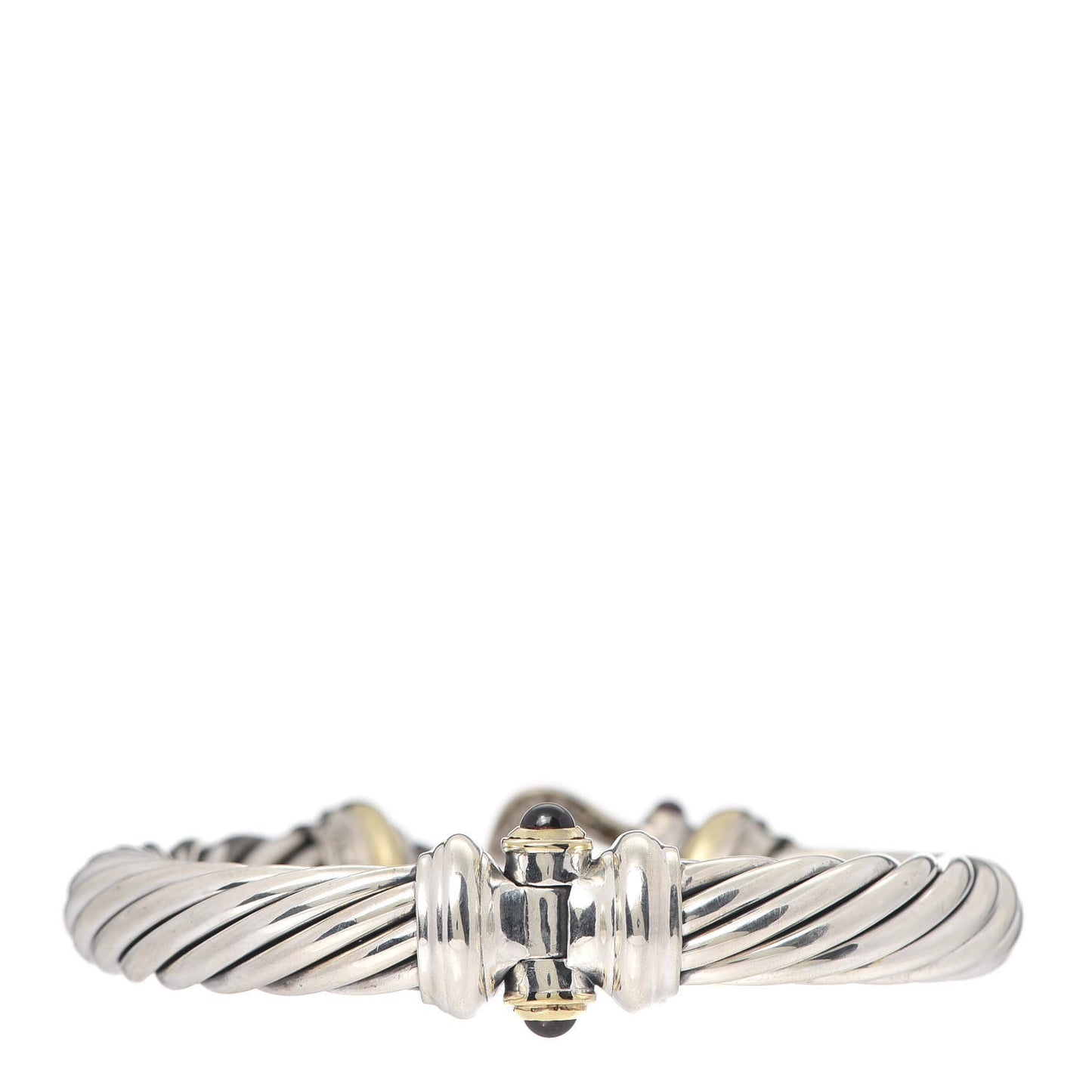 Sterling Silver 18K Yellow Gold Diamond Garnet 10mm Cable Buckle Bracelet