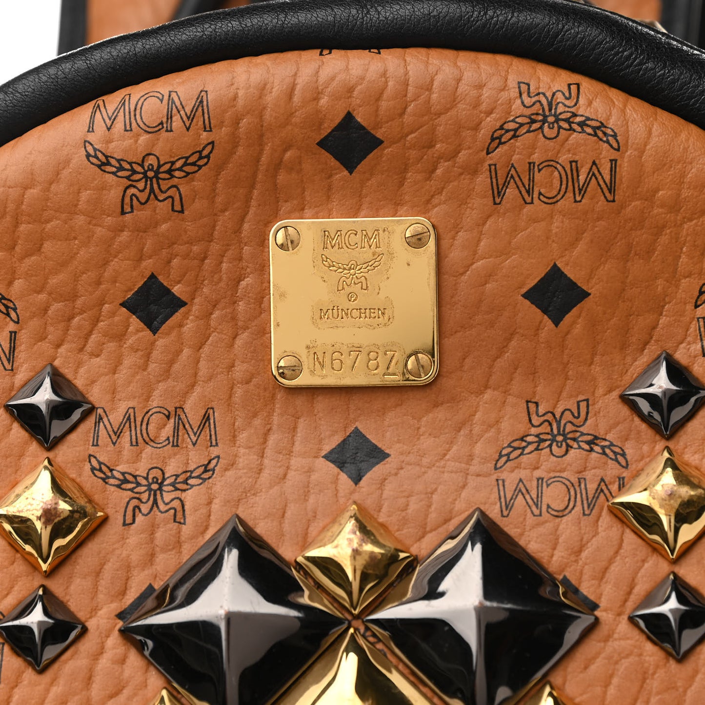 Visetos Studded Colorblock Medium Stark Brock Backpack Cognac Black