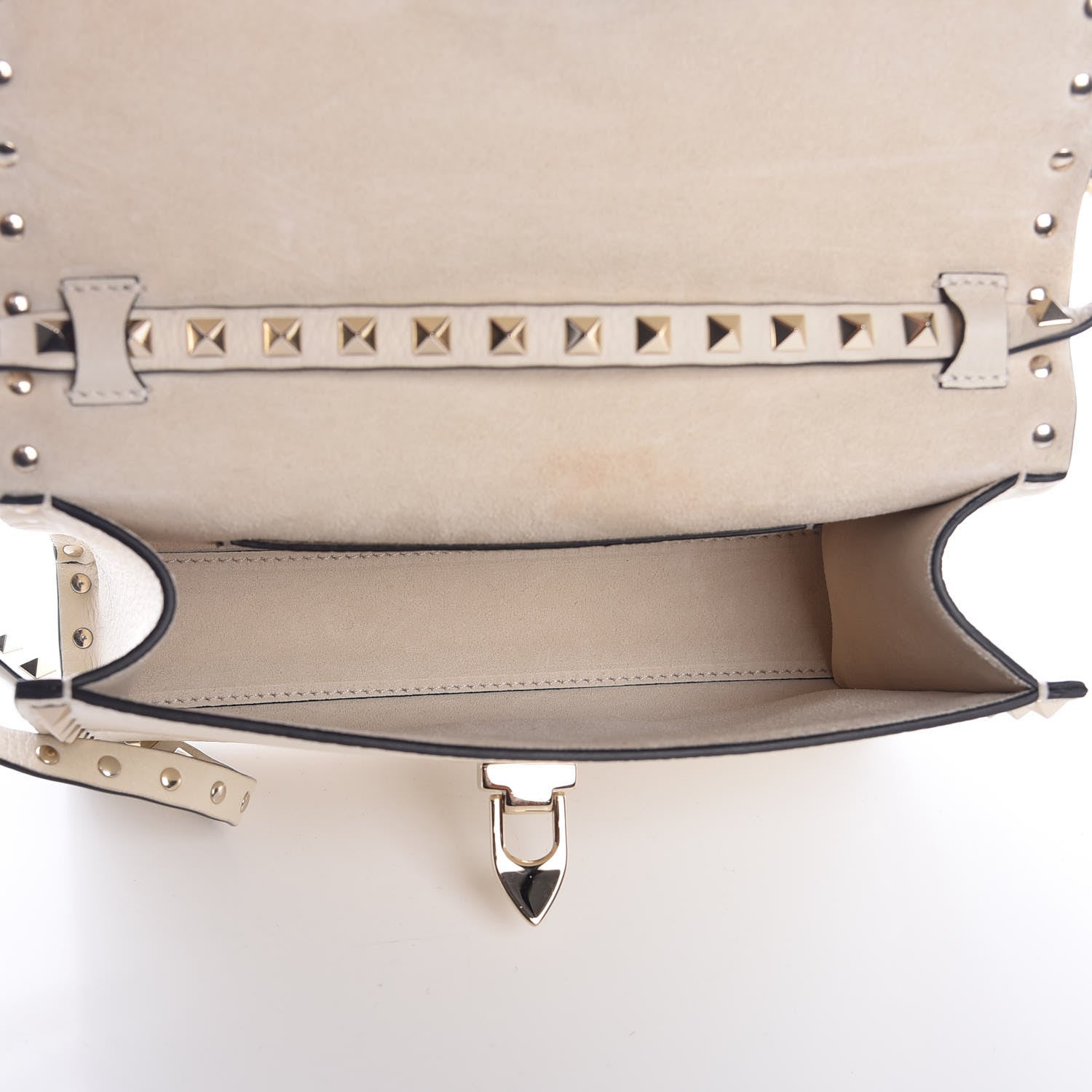 Valentino Garavani Pebbled Calfskin Medium Rockstud Flip Lock Crossbody Bag Light Ivory 5 of 6