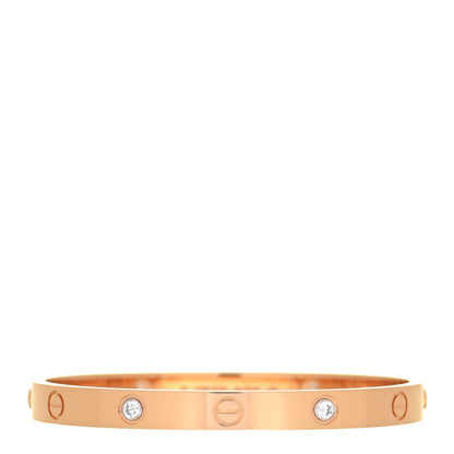 Cartier 18K Pink Gold 4 Diamond LOVE Bracelet 17 1 of 6