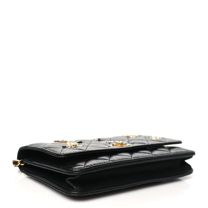 Chanel Aged Calfskin Quilted Lucky Charms 2.55 Reissue Wallet On Chain WOC Black 4 of 12