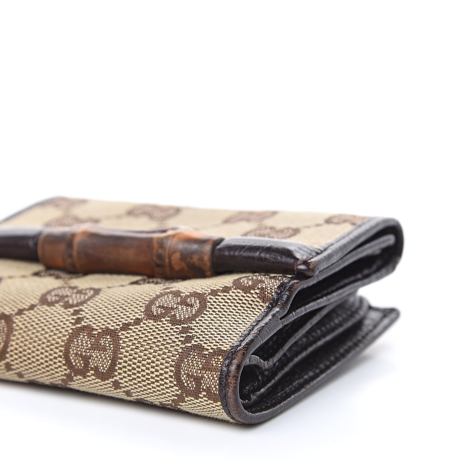 Gucci Monogram Bamboo Bar French Flap Wallet Brown 8 of 10