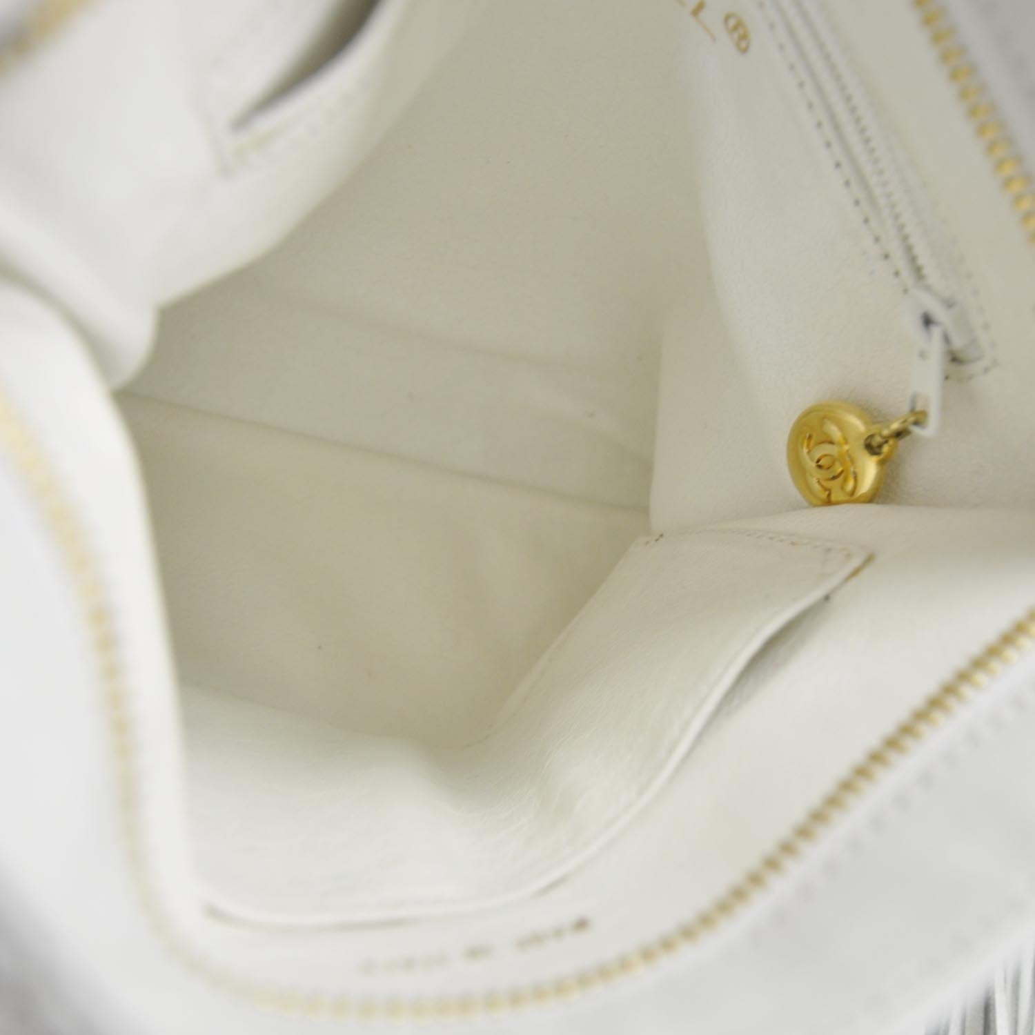 Chanel Lambskin Diamond Stitched Crossbody Tassel Bag White 6 of 10