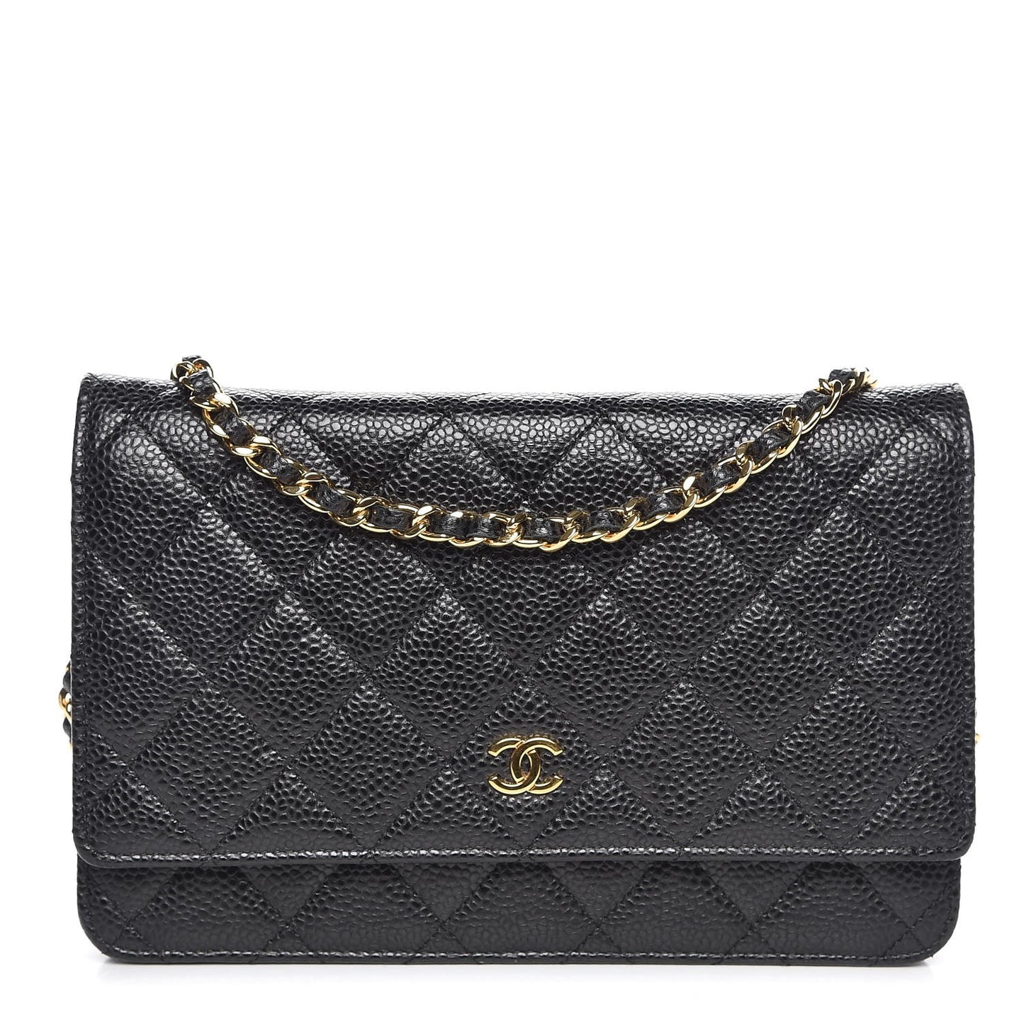 Caviar Quilted Wallet On Chain WOC Black