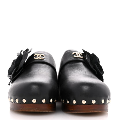 Chanel Calfskin Camellia Clogs 37 Black 3 of 12