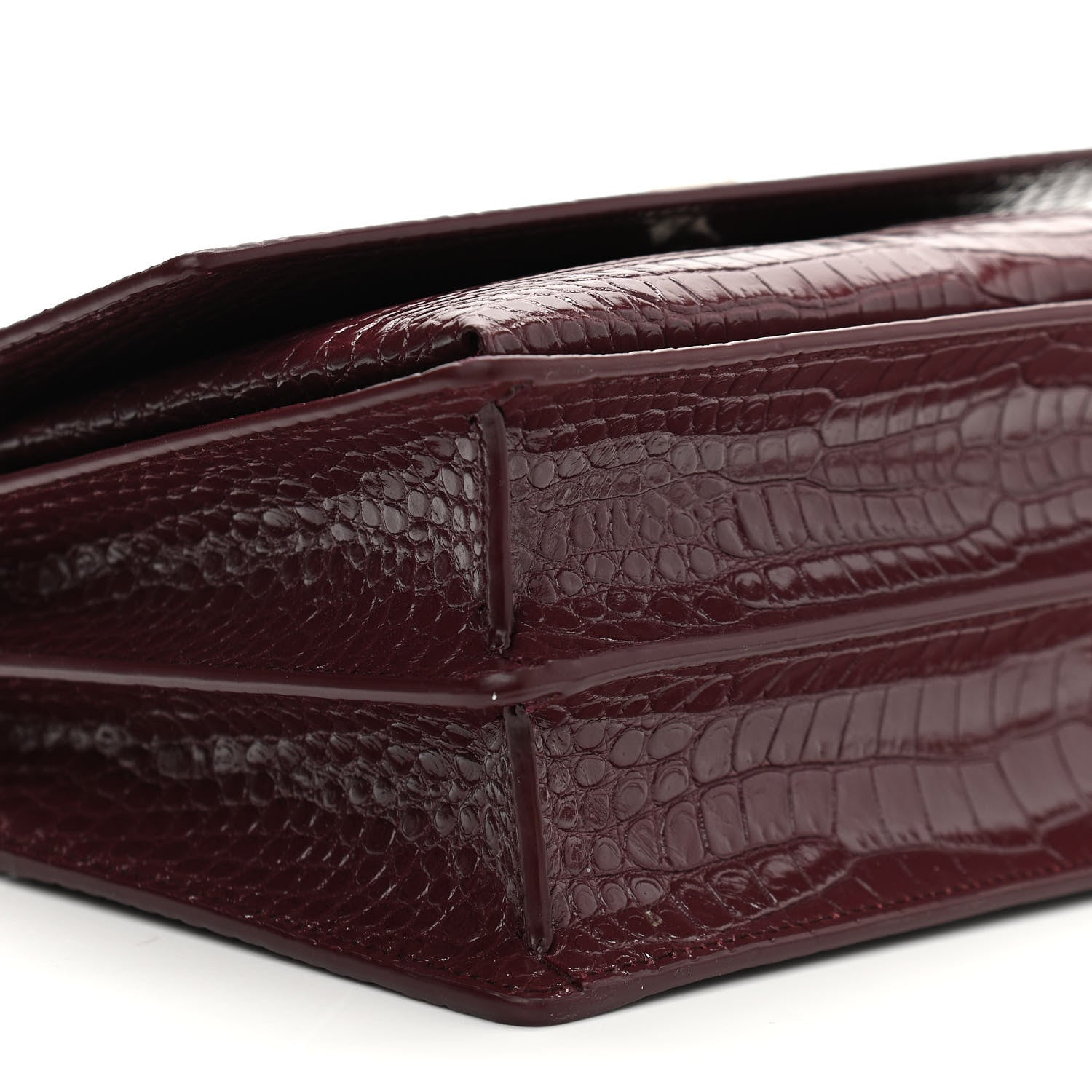 Saint Laurent Calfskin Crocodile Embossed Medium Monogram Sunset Rouge Legion 9 of 10