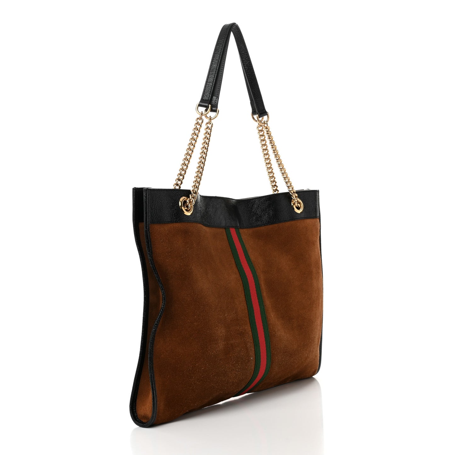 Suede Patent Large Rajah Chain Tote Nocciola Black