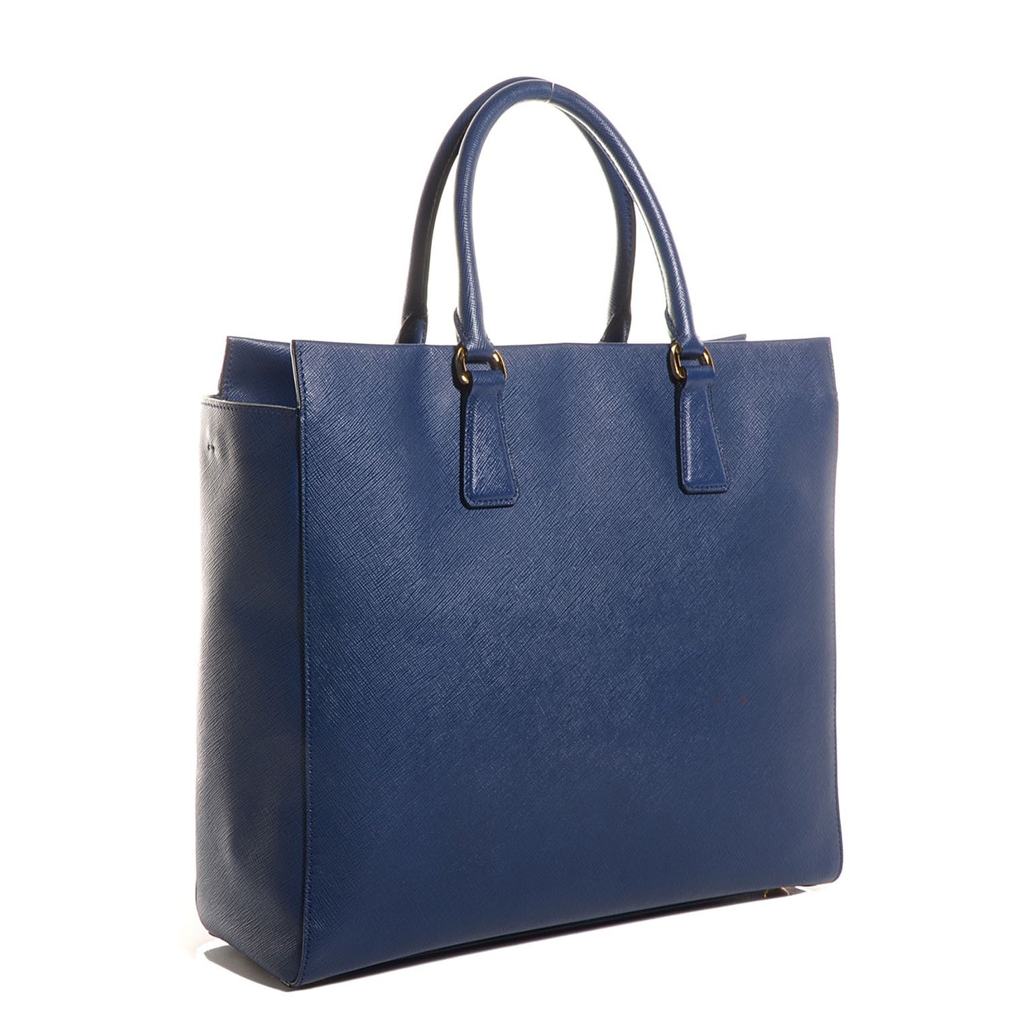 Saffiano Lux Double Handle Shopping Tote Bluette