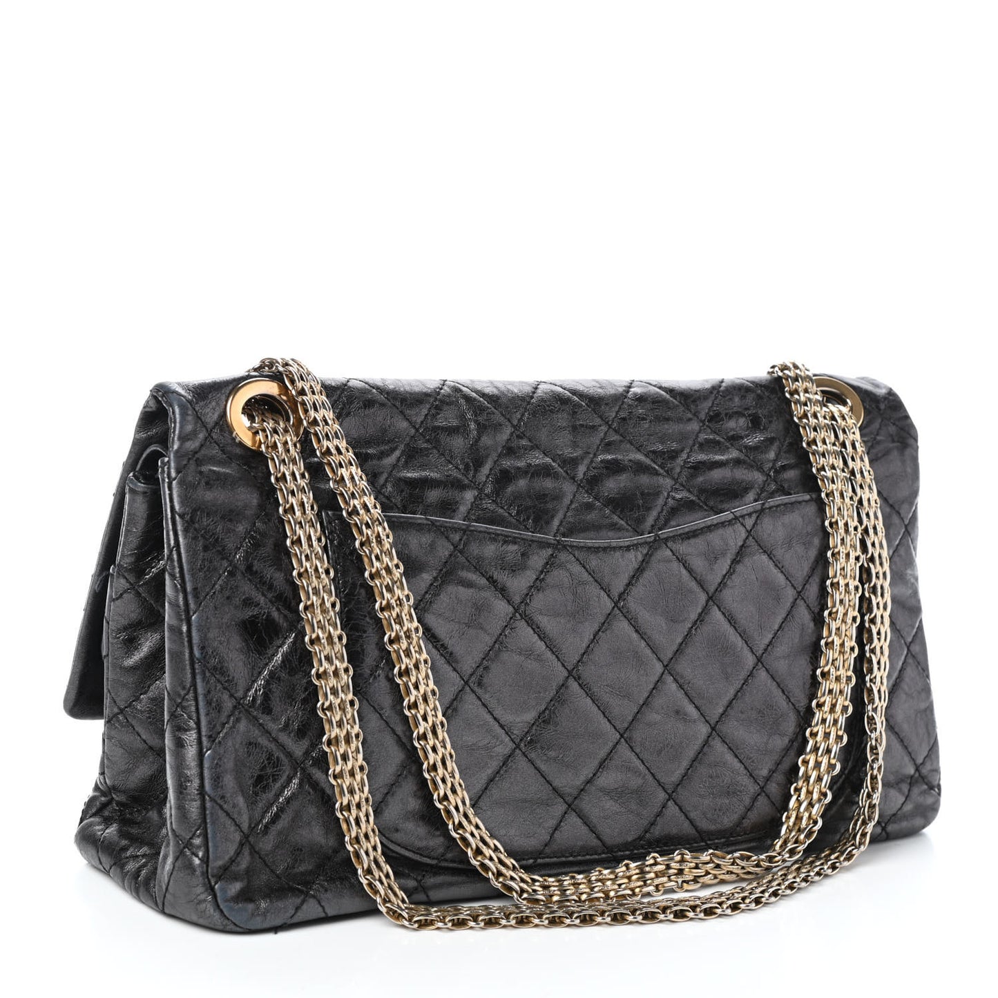Metallic Aged Calfskin Quilted 2.55 Reissue 227 Flap Black