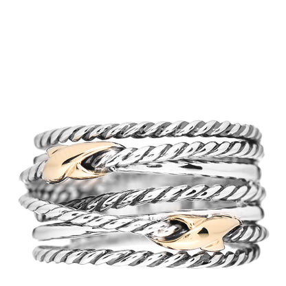 David Yurman Sterling Silver 18K Yellow Gold Double X Crossover Ring 53 6.5 1 of 4