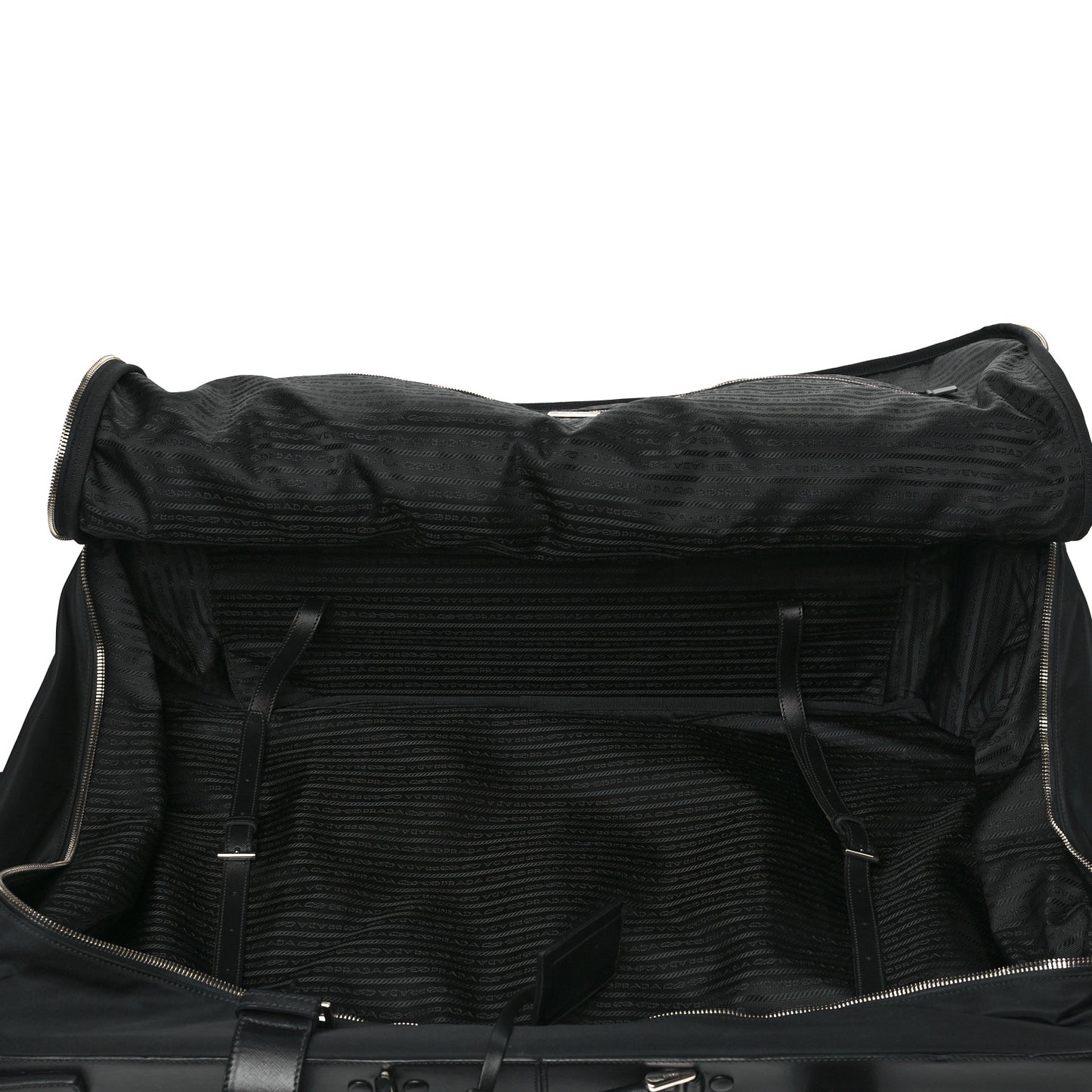 Tessuto Nylon Saffiano Rolling Duffle Black