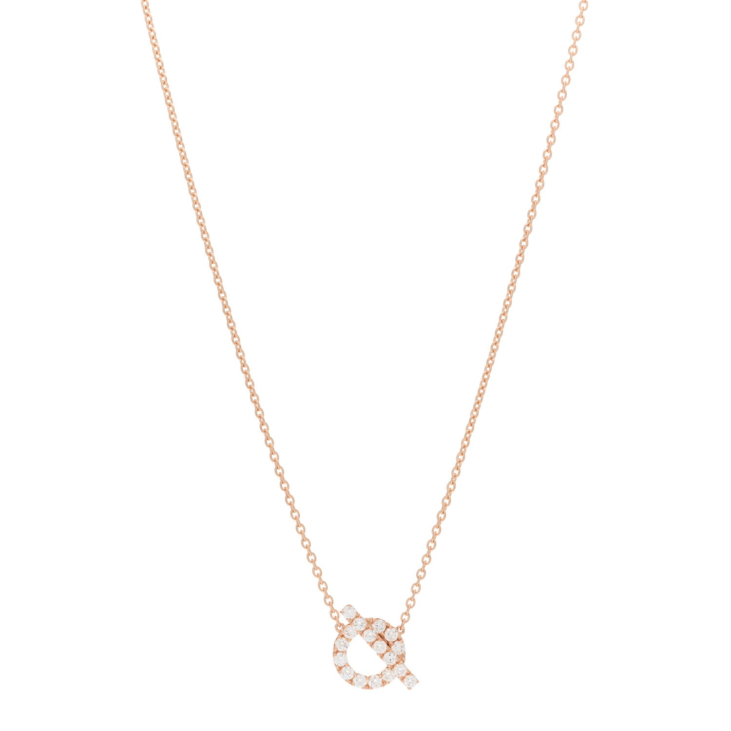 Hermes 18K Rose Gold Diamond Finesse Pendant Necklace 1 of 5