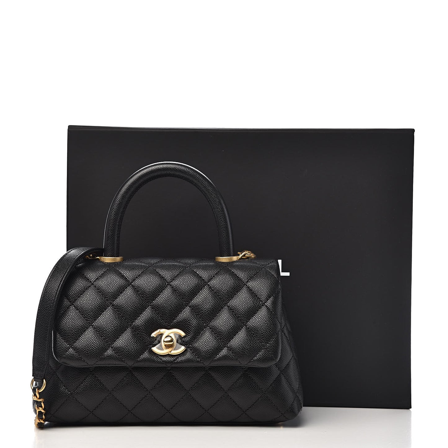 Caviar Quilted Mini Coco Handle Flap Black