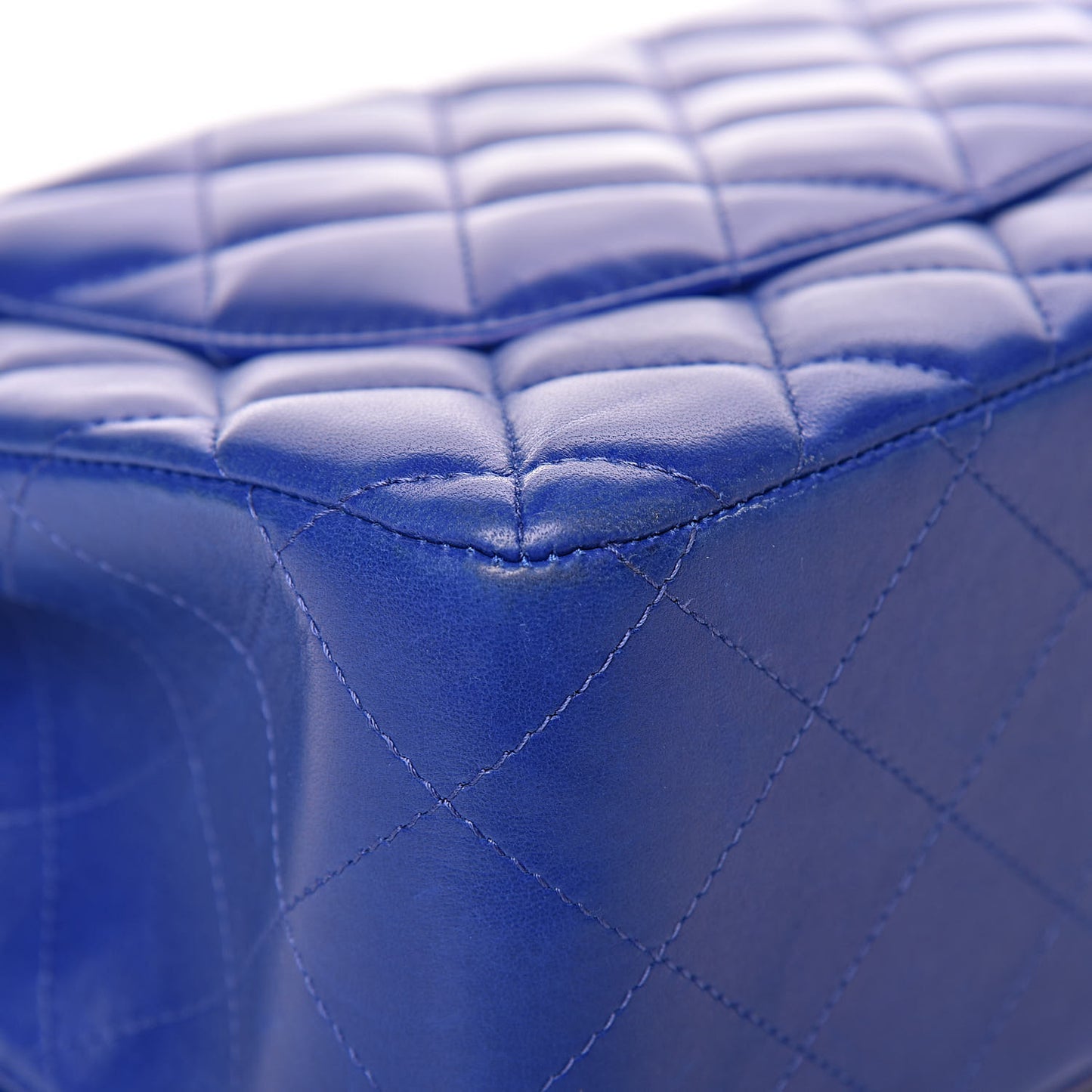 Lambskin Quilted Jumbo Double Flap Blue