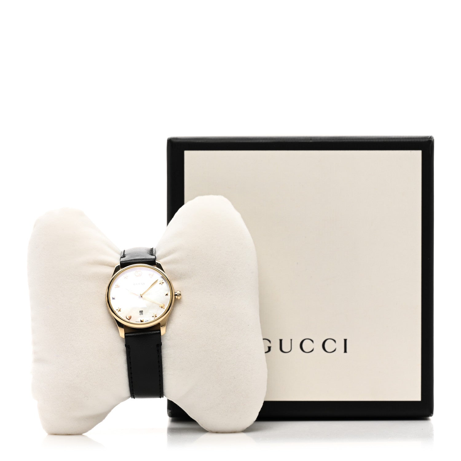 Gucci Stainless Steel Calfskin Mother of Pearl 29mm G-Timeless Charm Quartz Watch 5 of 5