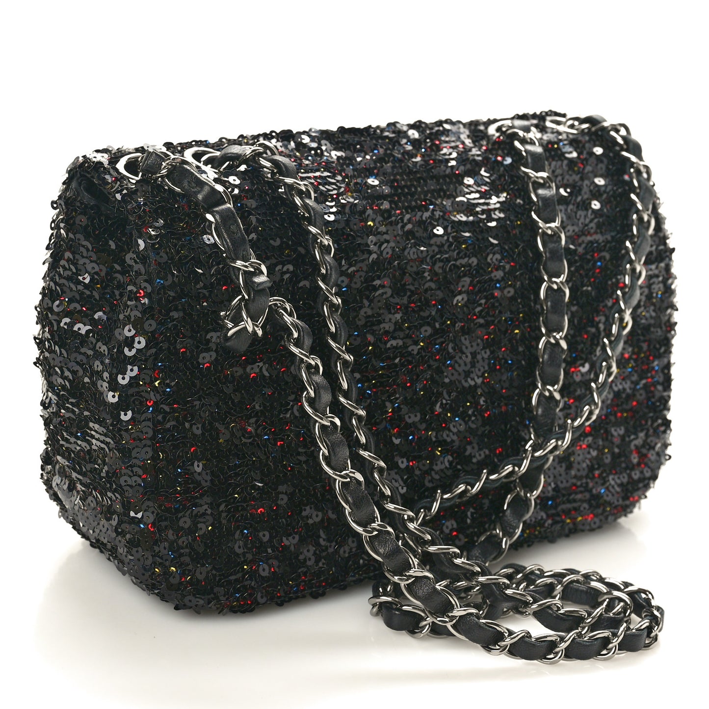 Sequin Small Single Flap Black Multicolor