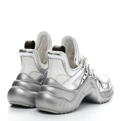 Louis Vuitton Metallic Calfskin Technical Nylon LV Archlight Sneakers 39 White Silver 4 of 8