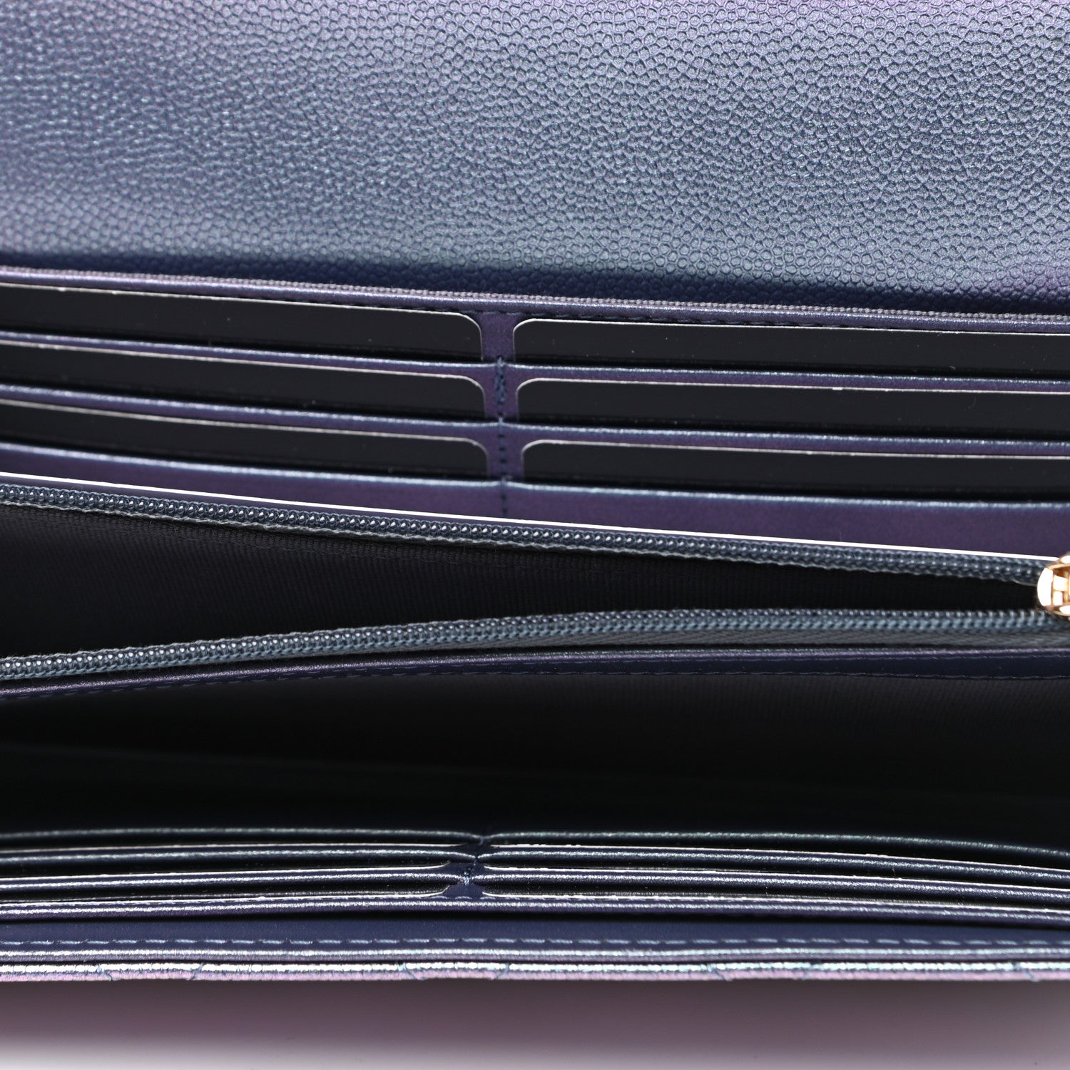 Chanel Iridescent Caviar Quilted Large Gusset Flap Wallet Dark Blue 5 of 8