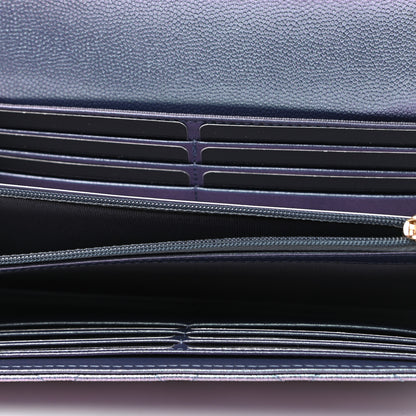Chanel Iridescent Caviar Quilted Large Gusset Flap Wallet Dark Blue 5 of 8