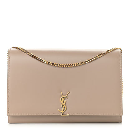 Saint Laurent Glossy Calfskin Monogram Chain Wallet Dark Beige 1 of 10