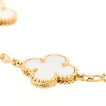 Van Cleef & Arpels 18K Yellow Gold Mother of Pearl 5 Motifs Vintage Alhambra Bracelet 5 of 6