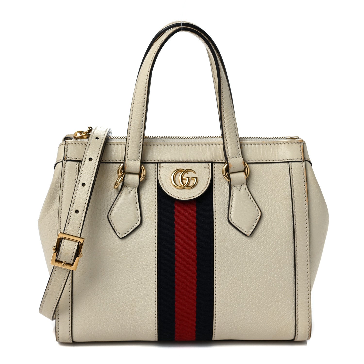 Gucci Textured Calfskin Web Small Ophidia Tote Bag Mystic White 1 of 11