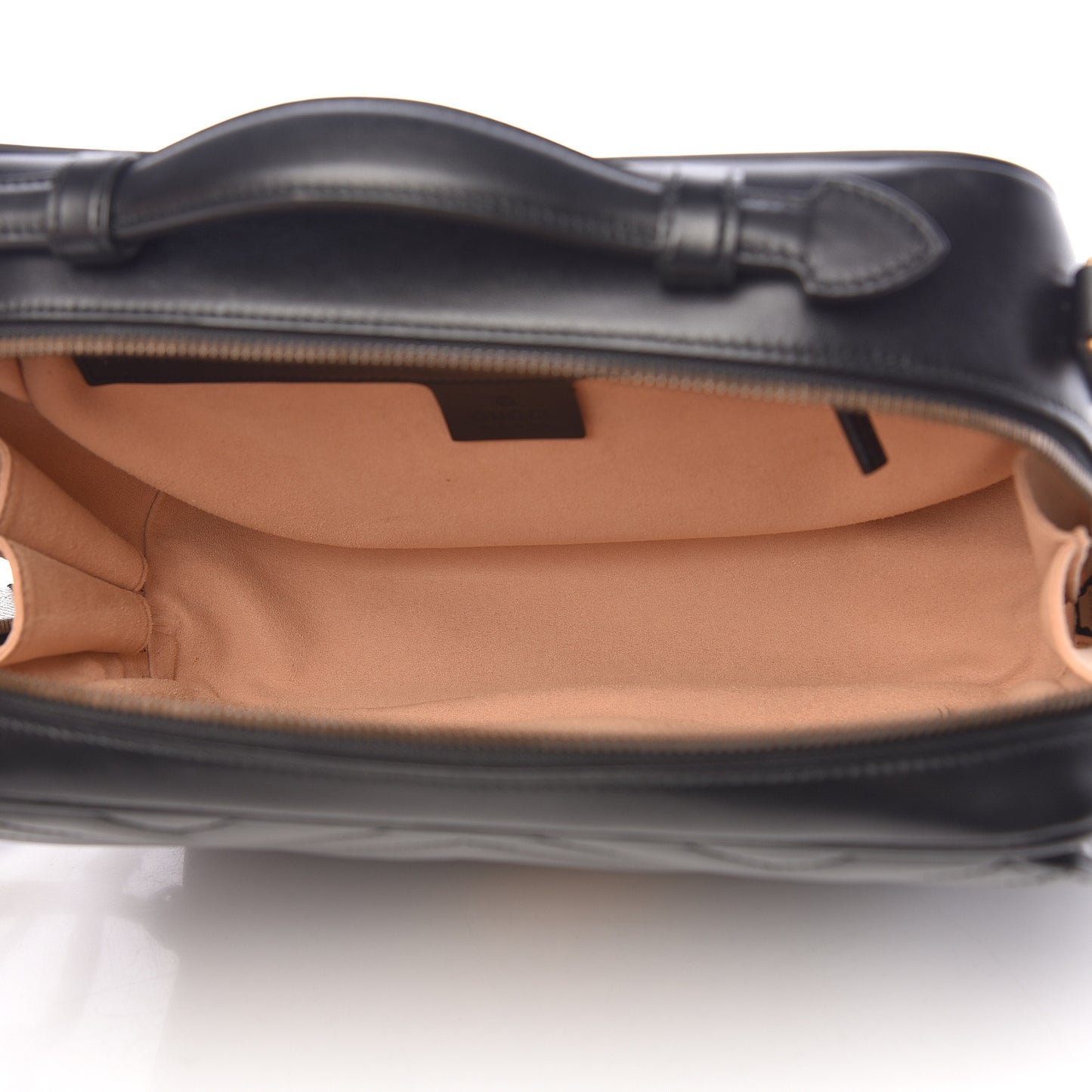 Calfskin Matelasse Sylvie Web Small GG Marmont Top Handle Shoulder Bag Black