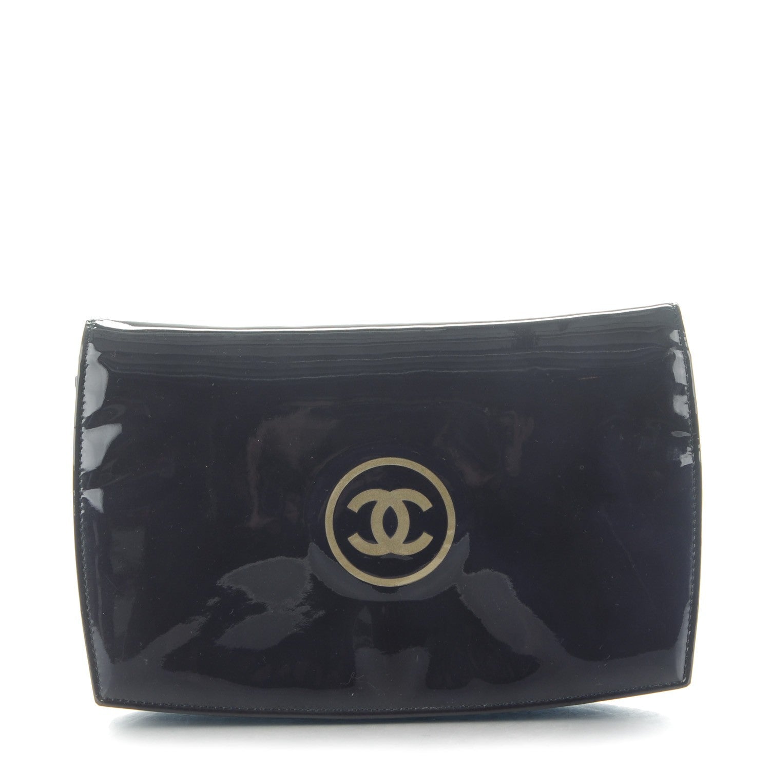 Chanel Patent Embossed CC Wallet On Chain WOC Blue 1 of 8