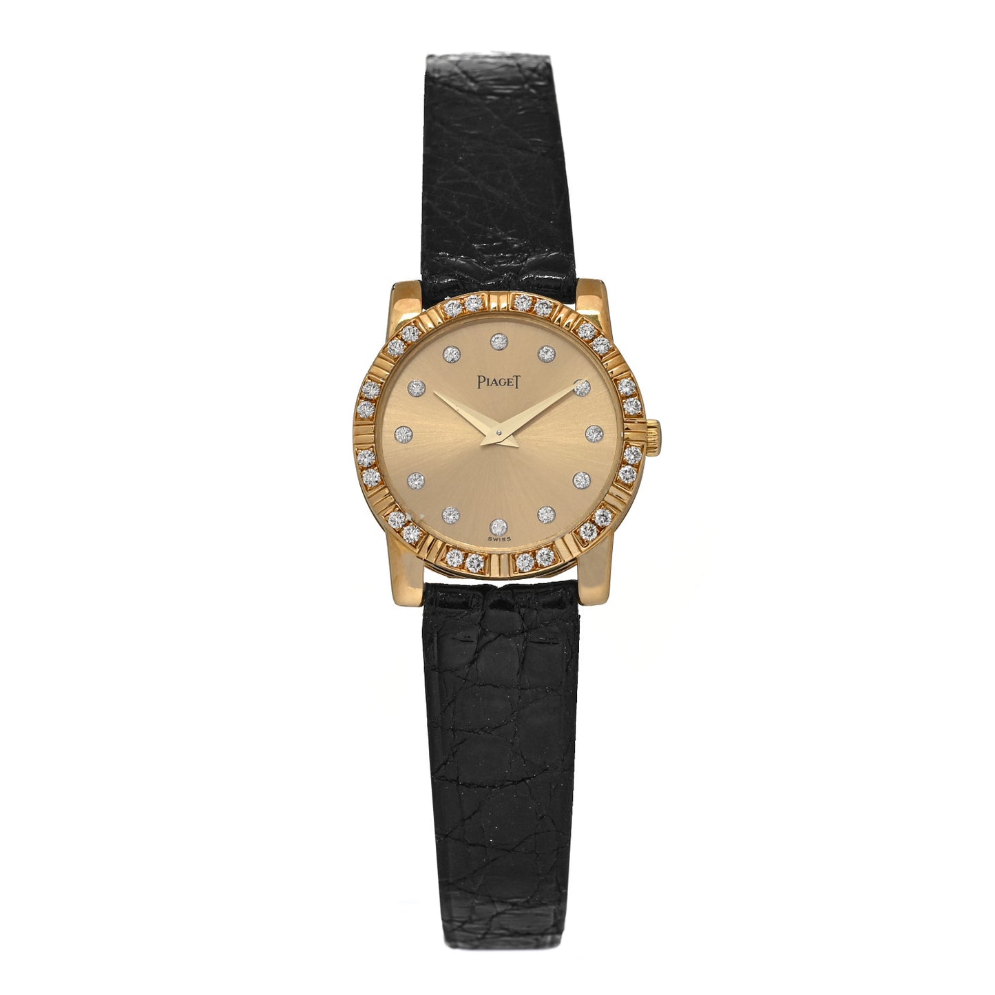 18K Yellow Gold Alligator Diamond 25mm Dancer Quartz Watch