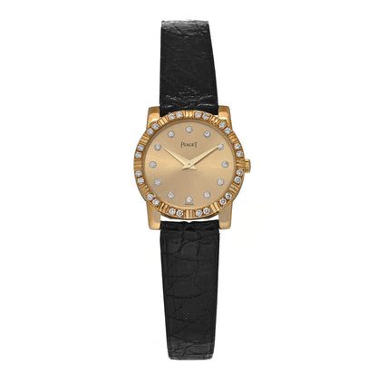 Piaget 18K Yellow Gold Alligator Diamond 25mm Dancer Quartz Watch 1 of 6