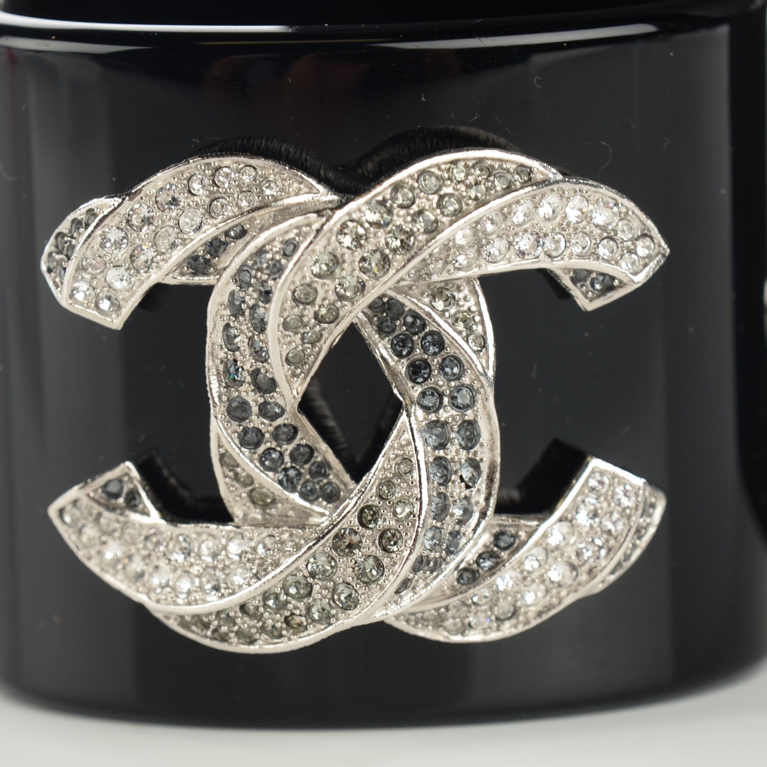 Chanel Resin Crystal CC Cuff Black 7 of 7