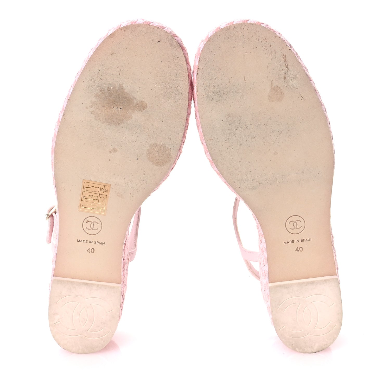 Lambskin Grosgrain CC Espadrilles Wedges 40 Pink Black