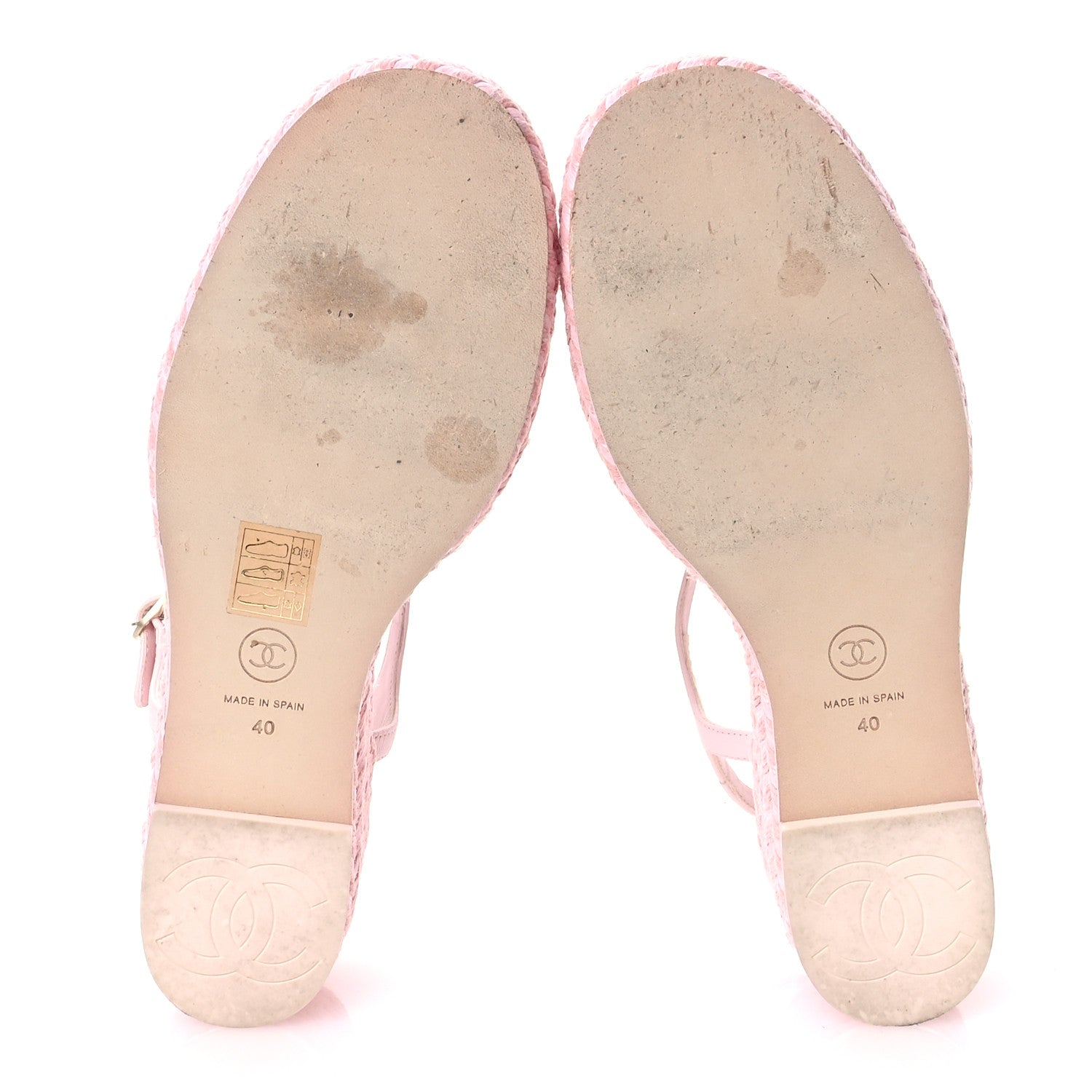 Chanel Lambskin Grosgrain CC Espadrilles Wedges 40 Pink Black 6 of 10