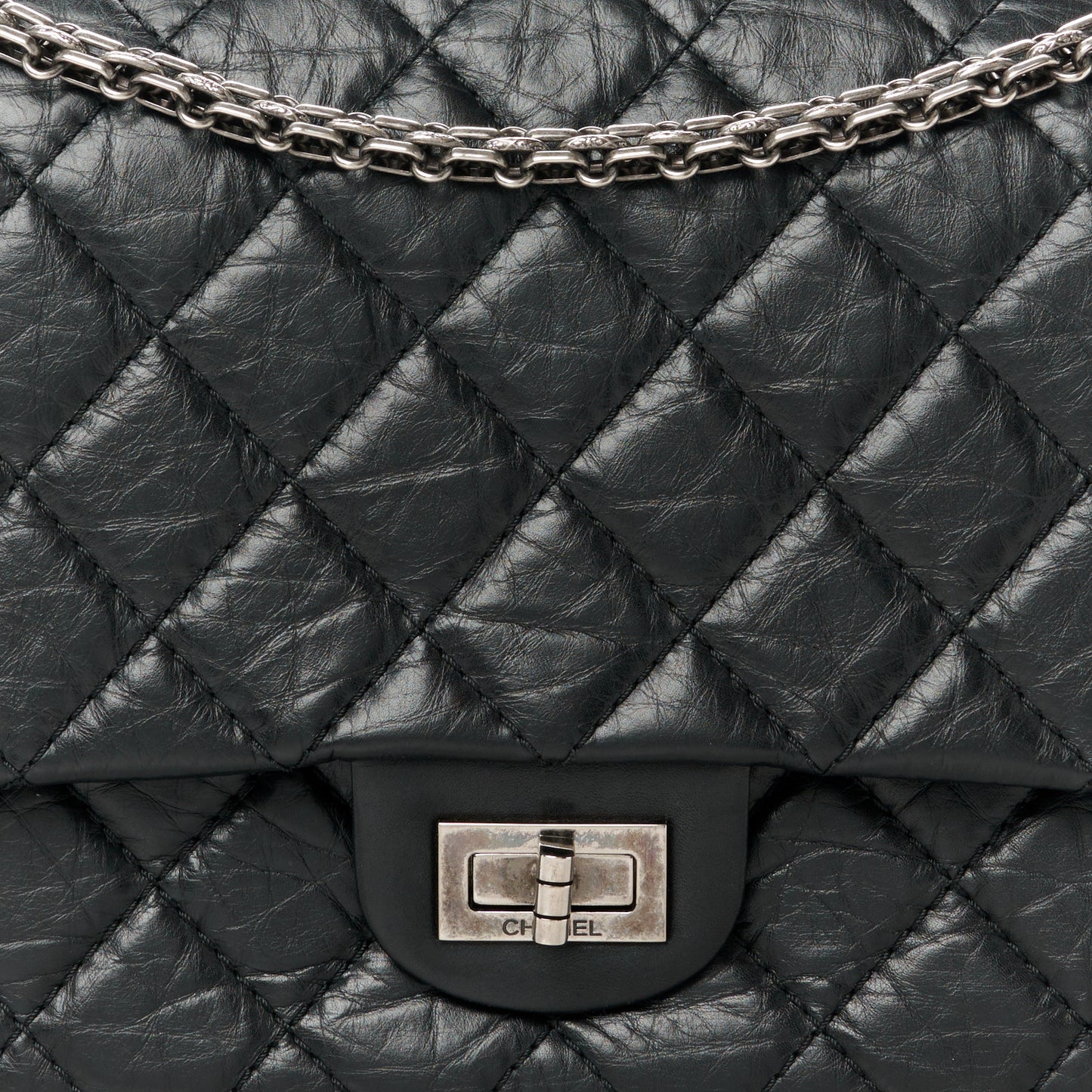 Aged Calfskin Quilted 2.55 Reissue 226 Flap Black