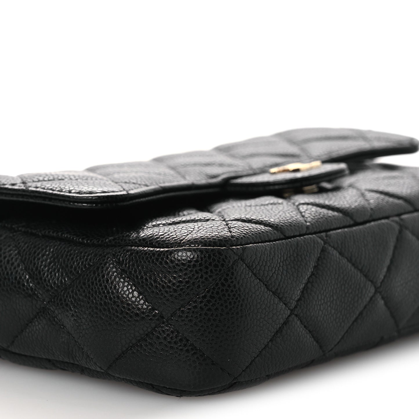 Caviar Quilted Flap Phone Holder With Chain Black