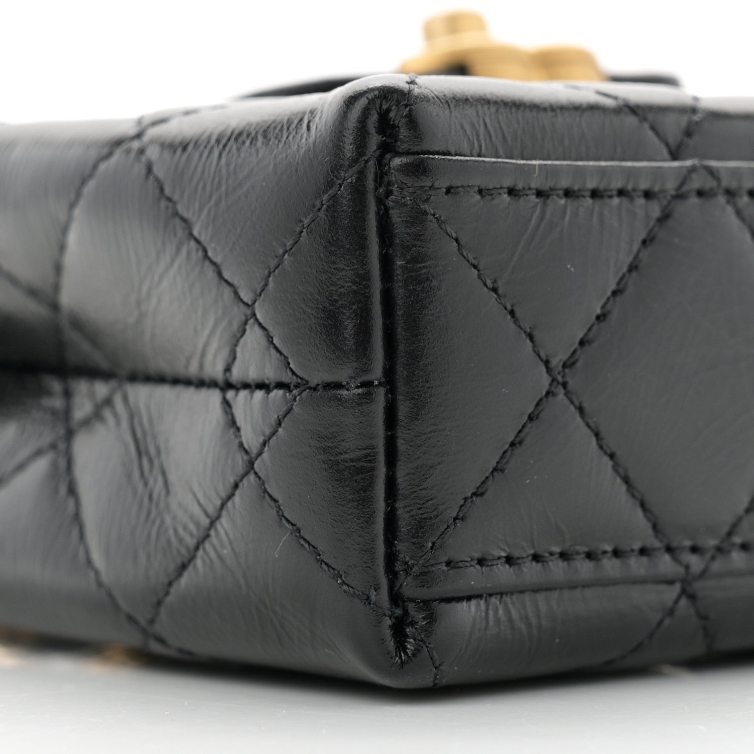 Chanel Shiny Aged Calfskin Quilted Mini Nano Kelly Shopper Black 9 of 11