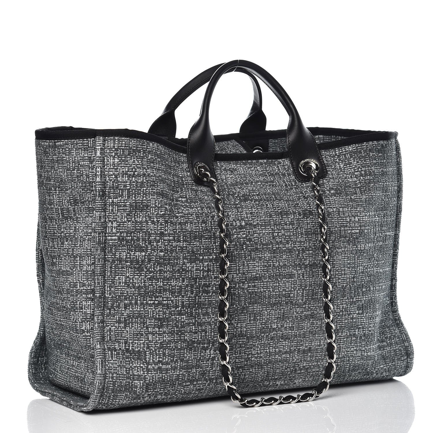 Chanel Canvas Large Deauville Tote Charcoal 4 of 9